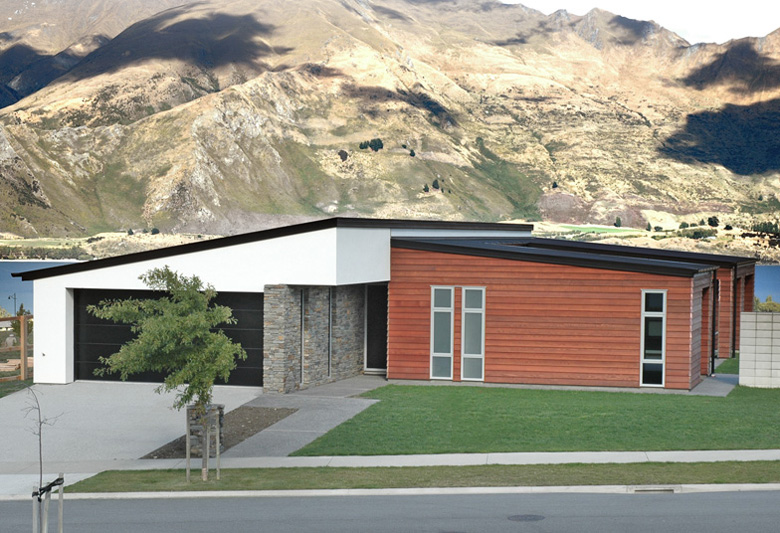 Wood, stone and plaster home over looking Lake Wanaka