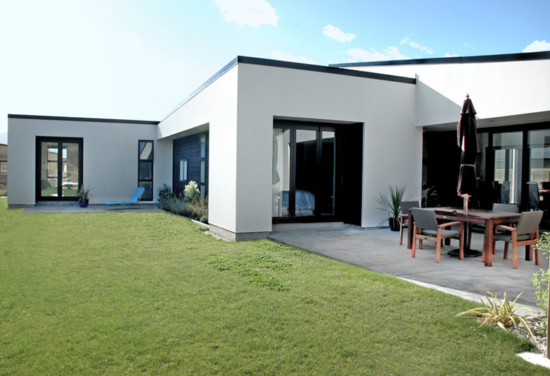 Outdoor courtyard and lawn